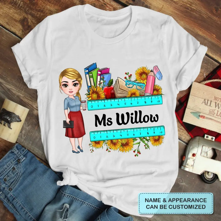 Personalized Custom T-shirt - Teacher's Day, Birthday Gift For Teacher - Teacher Flower