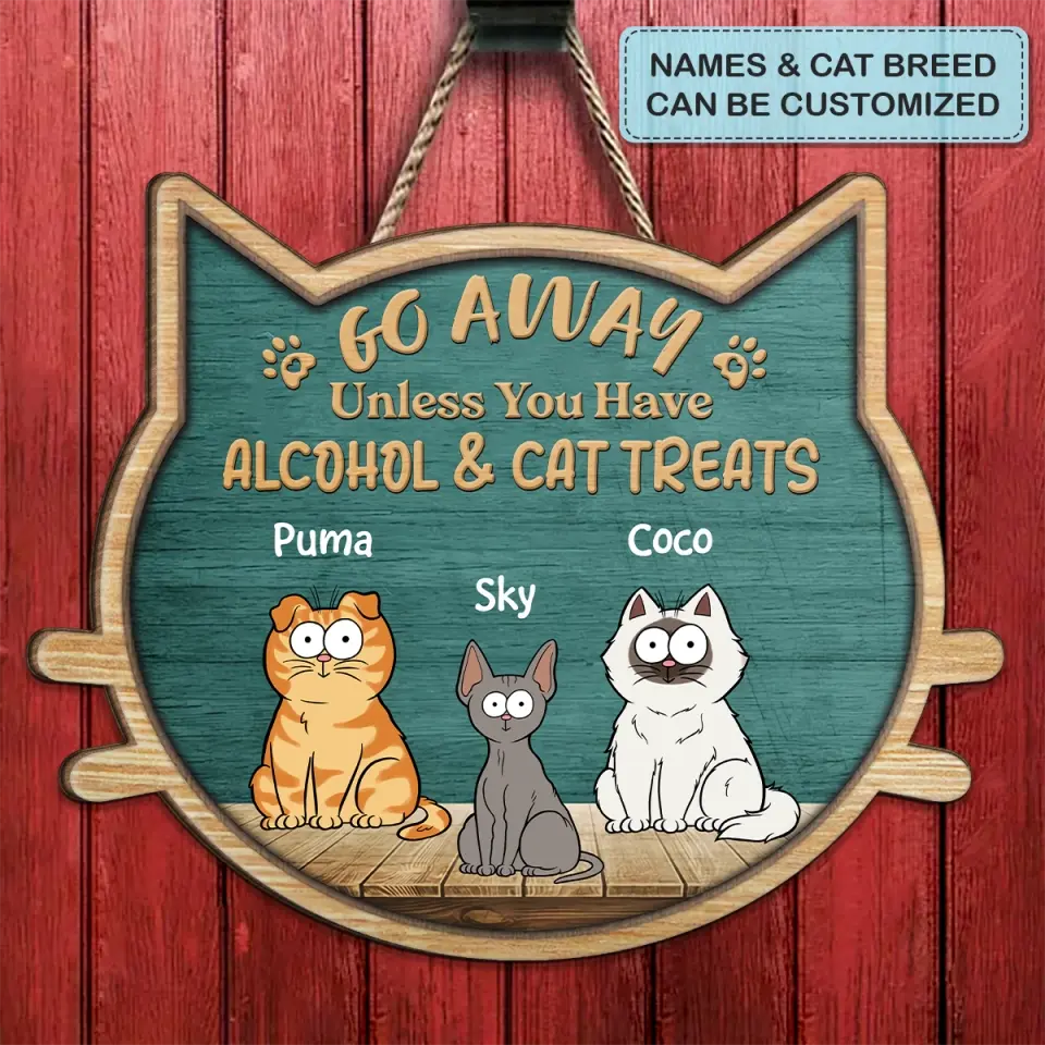 Personalized Custom Door Sign - Birthday, Welcoming Gift For Cat Mom, Cat Dad, Cat Lover, Cat Owner - Keep Door Closed