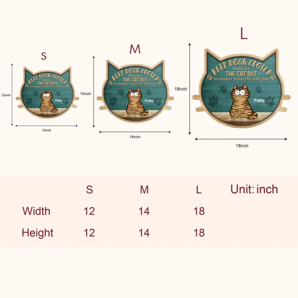 Personalized Custom Door Sign - Birthday, Welcoming Gift For Cat Mom, Cat Dad, Cat Lover, Cat Owner - Keep Door Closed