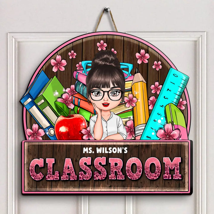 Personalized Custom Door Sign - Welcoming, Birthday, Teacher's Day Gift For Teacher - Welcome To My Class Floral