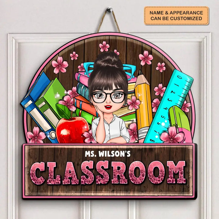 Personalized Custom Door Sign - Welcoming, Birthday, Teacher's Day Gift For Teacher - Welcome To My Class Floral