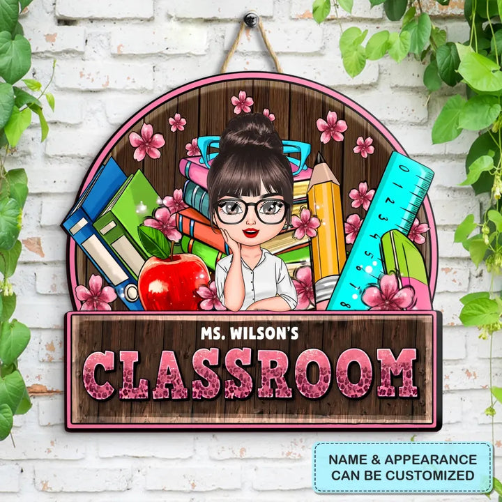 Personalized Custom Door Sign - Welcoming, Birthday, Teacher's Day Gift For Teacher - Welcome To My Class Floral
