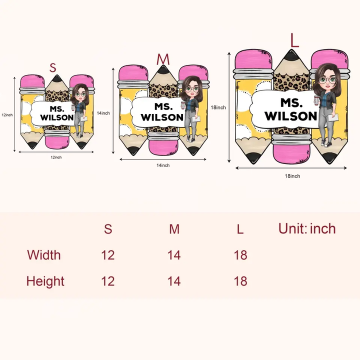 Personalized Custom Door Sign - Welcoming, Teacher's Day, Birthday Gift For Teacher - Yellow Pencil