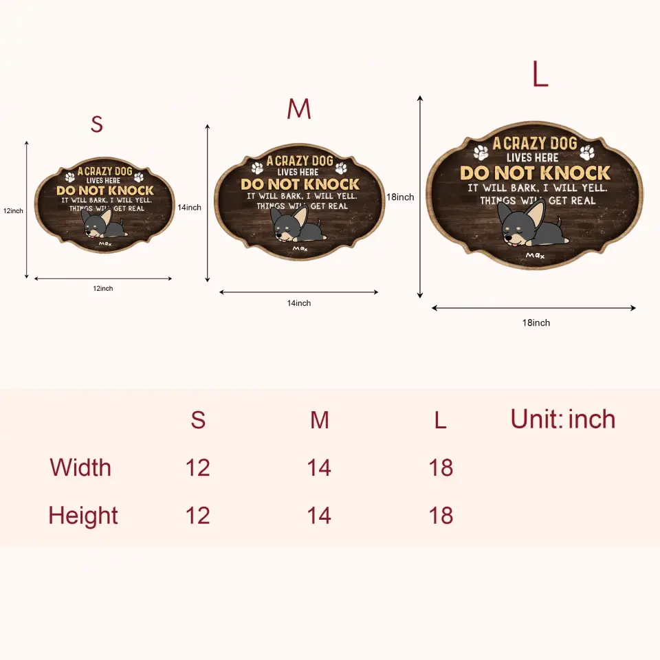 Personalized Custom Door Sign - Gift For Dog Mom, Dog Dad, Dog Lover, Dog Owner - Crazy Dogs Live Here