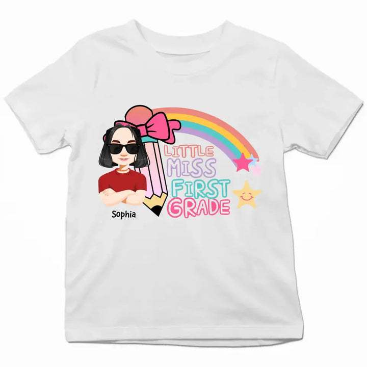 Personalized Custom T-shirt - Birthday, Back To School, Kindergarten, First, Second, Third, Pre-K Gift For Kids - Little Miss Back To School