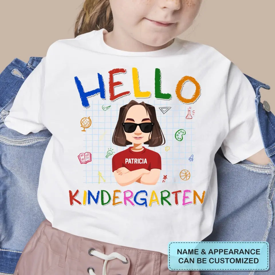 Personalized Custom T-shirt - Birthday, Back To School Gift For Kid - Hello Kindergarten
