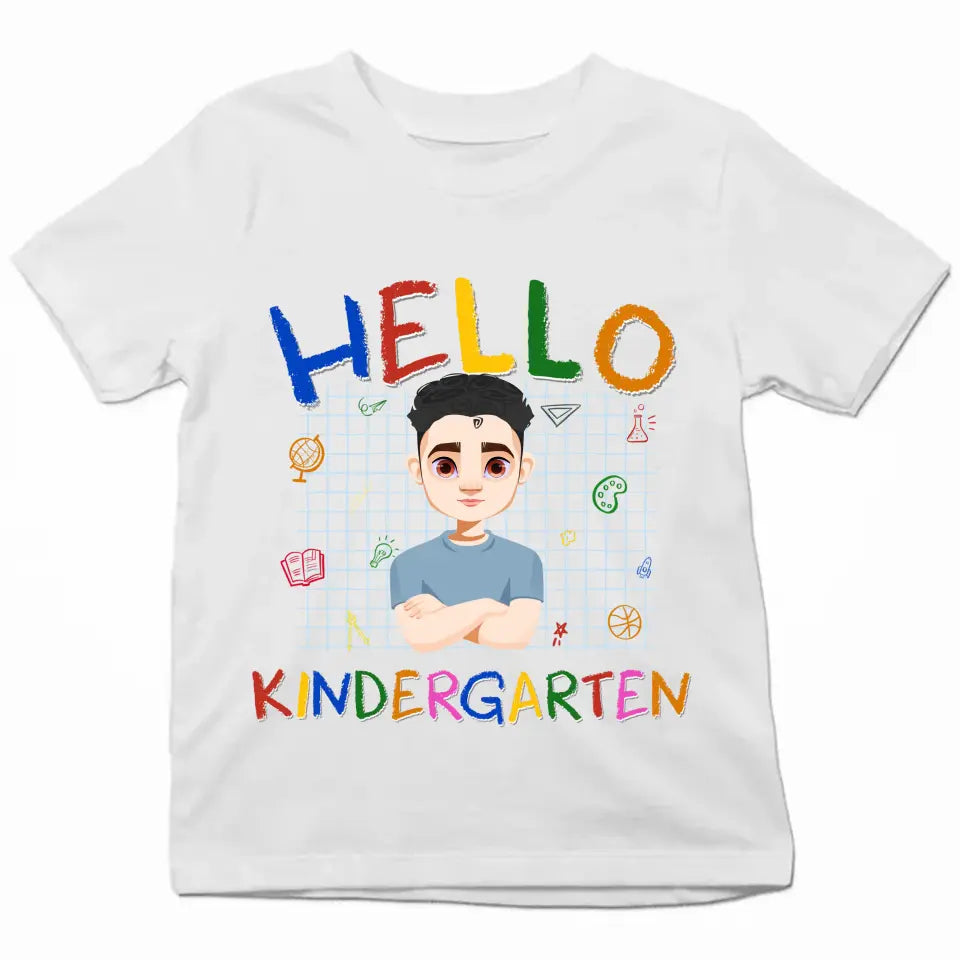 Personalized Custom T-shirt - Birthday, Back To School Gift For Kid - Hello Kindergarten