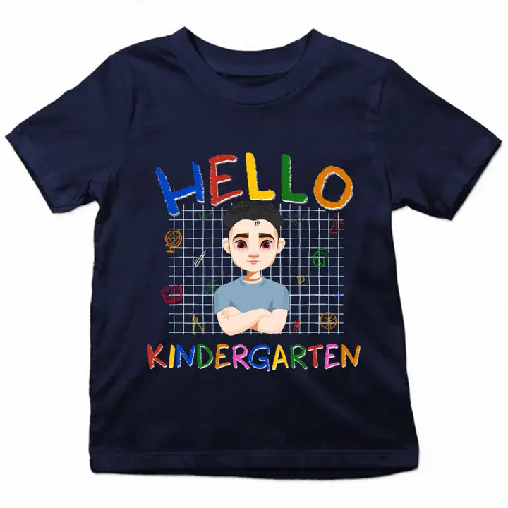 Personalized Custom T-shirt - Birthday, Back To School Gift For Kid - Hello Kindergarten