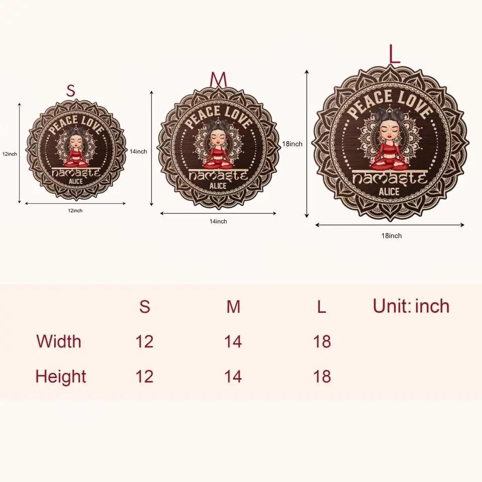 Personalized Custom Door Sign - Birthday Gift For Yoga Lover - Peace Love Namaste