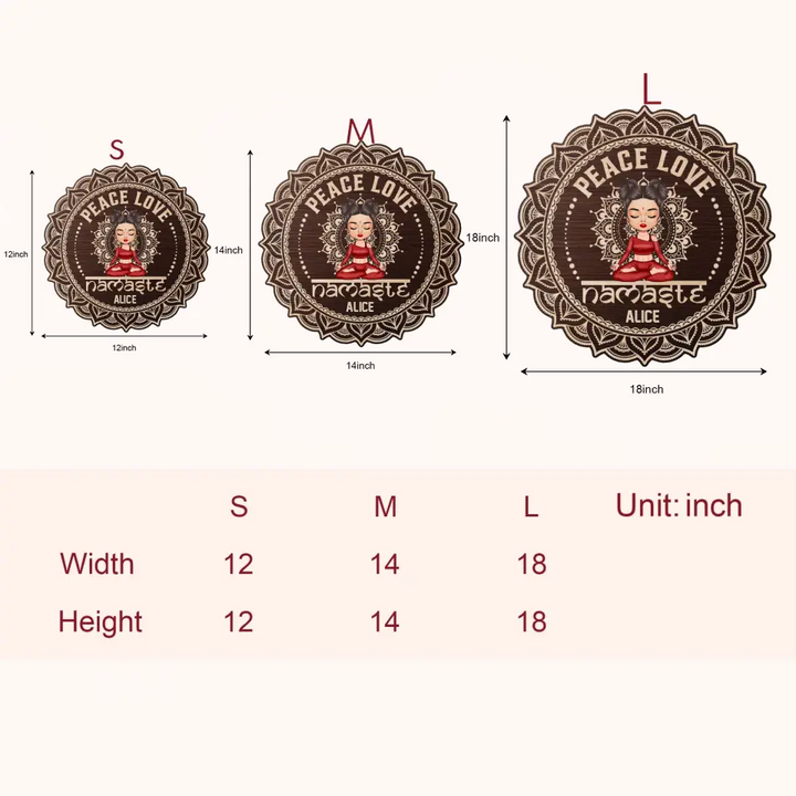 Personalized Custom Door Sign - Birthday Gift For Yoga Lover - Peace Love Namaste