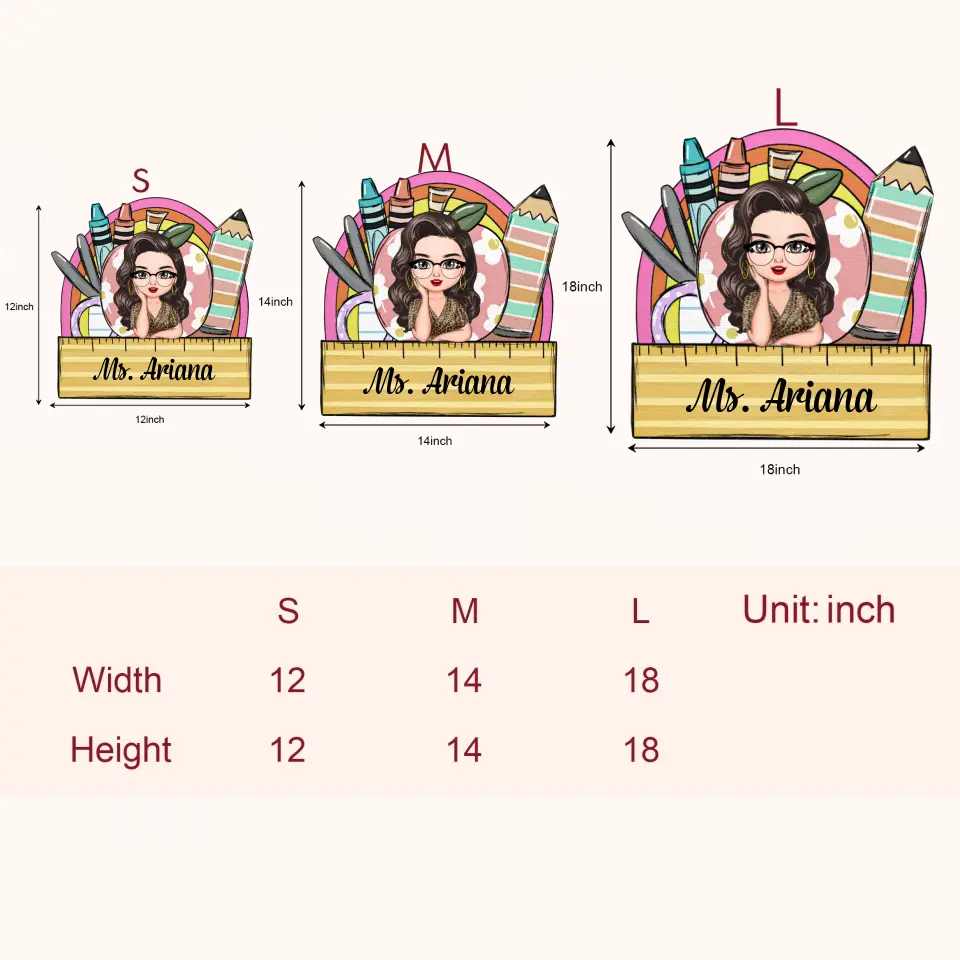 Personalized Custom Door Sign - Teacher's Day, Birthday Gift For Teacher - Flowers Apple