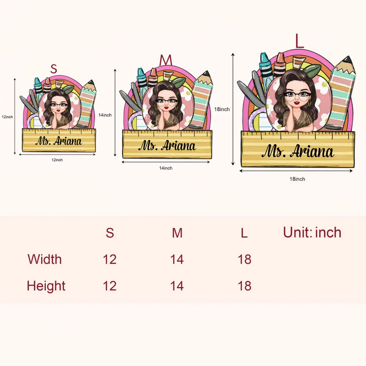 Personalized Custom Door Sign - Teacher's Day, Birthday Gift For Teacher - Flowers Apple