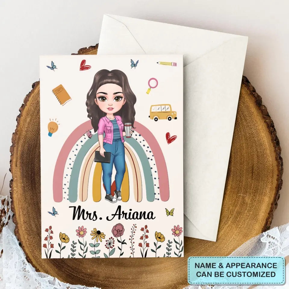 Personalized Custom Greeting Card - Teacher's Day, Birthday Gift For Teacher - Thank You For Helping Me Grow