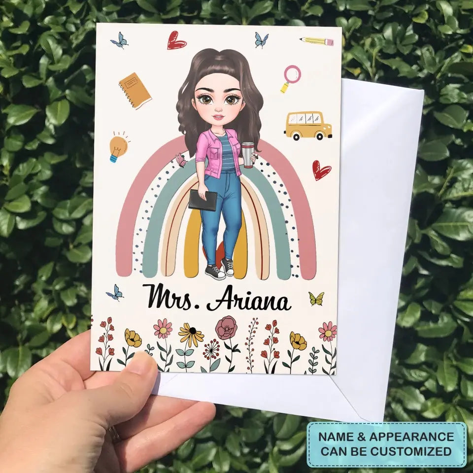 Personalized Custom Greeting Card - Teacher's Day, Birthday Gift For Teacher - Thank You For Helping Me Grow