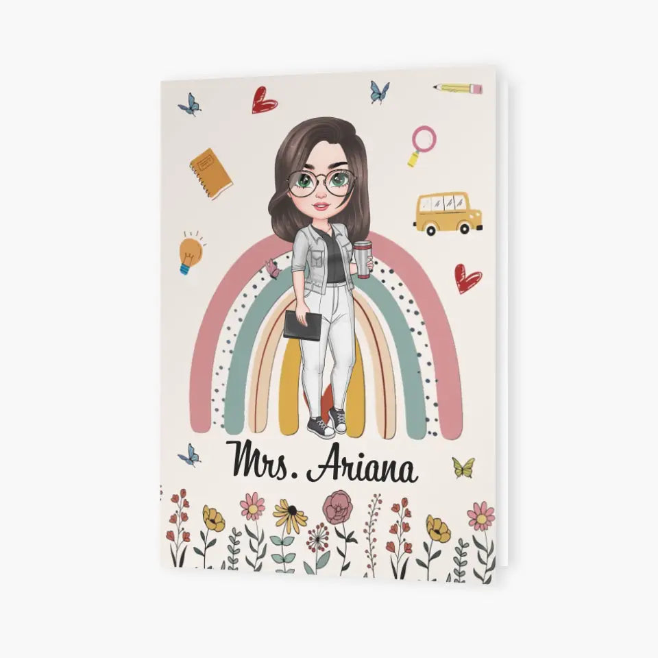 Personalized Custom Greeting Card - Teacher's Day, Birthday Gift For Teacher - Thank You For Helping Me Grow