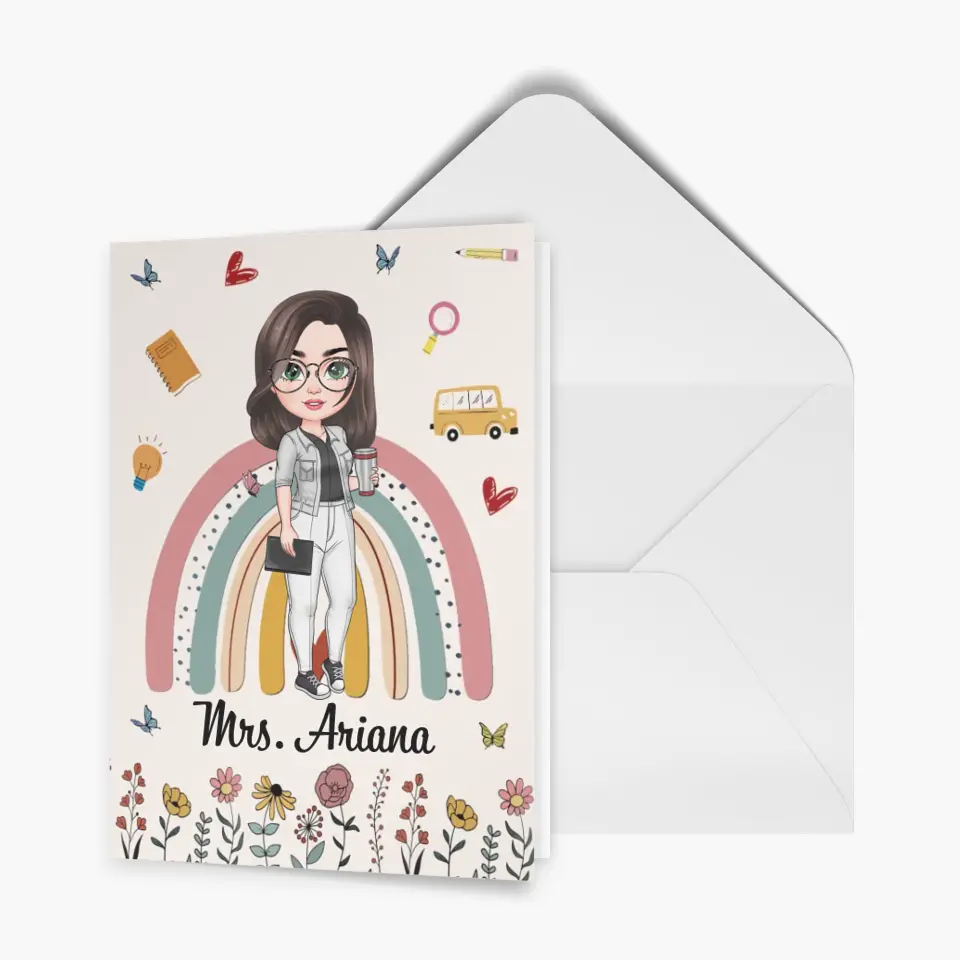 Personalized Custom Greeting Card - Teacher's Day, Birthday Gift For Teacher - Thank You For Helping Me Grow