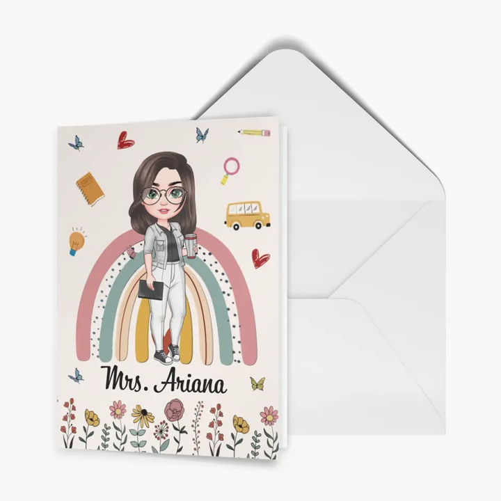 Personalized Custom Greeting Card - Teacher's Day, Birthday Gift For Teacher - Thank You For Helping Me Grow