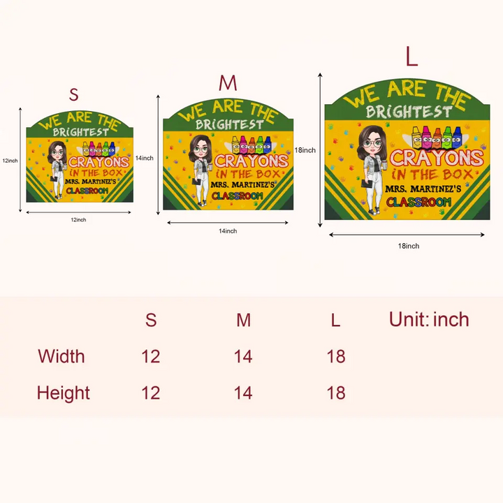 Personalized Custom Door Sign - Welcoming, Birthday, Teacher's Day Gift For Teacher - The Brightest Crayons In The Box