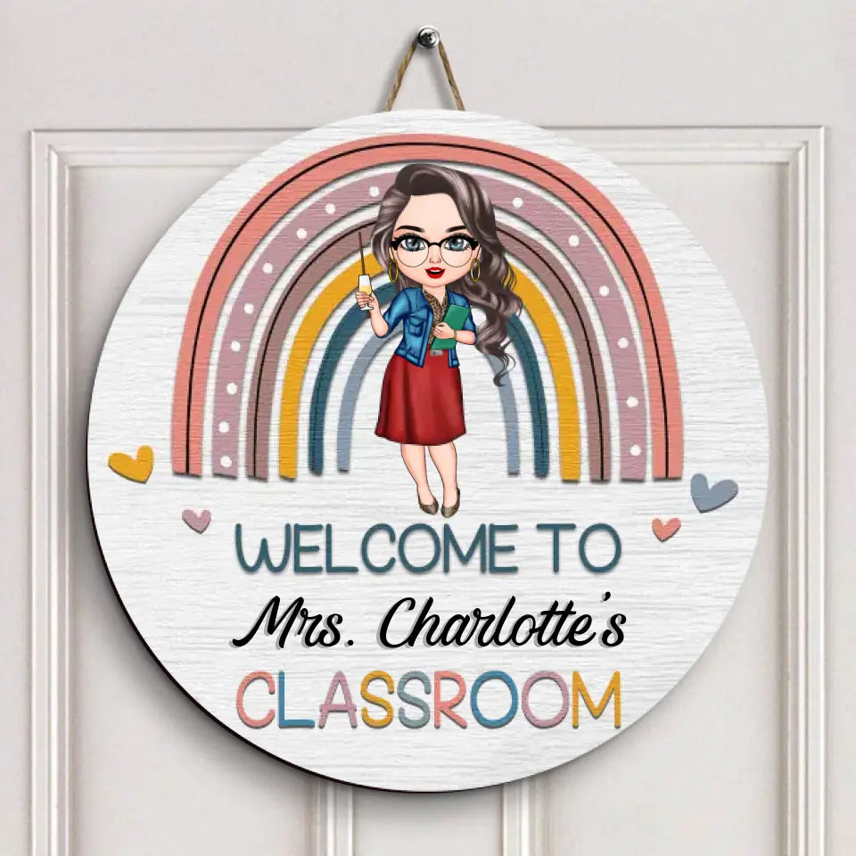 Personalized Door Sign - Gift For Teacher - Welcome To My Classroom ARND036