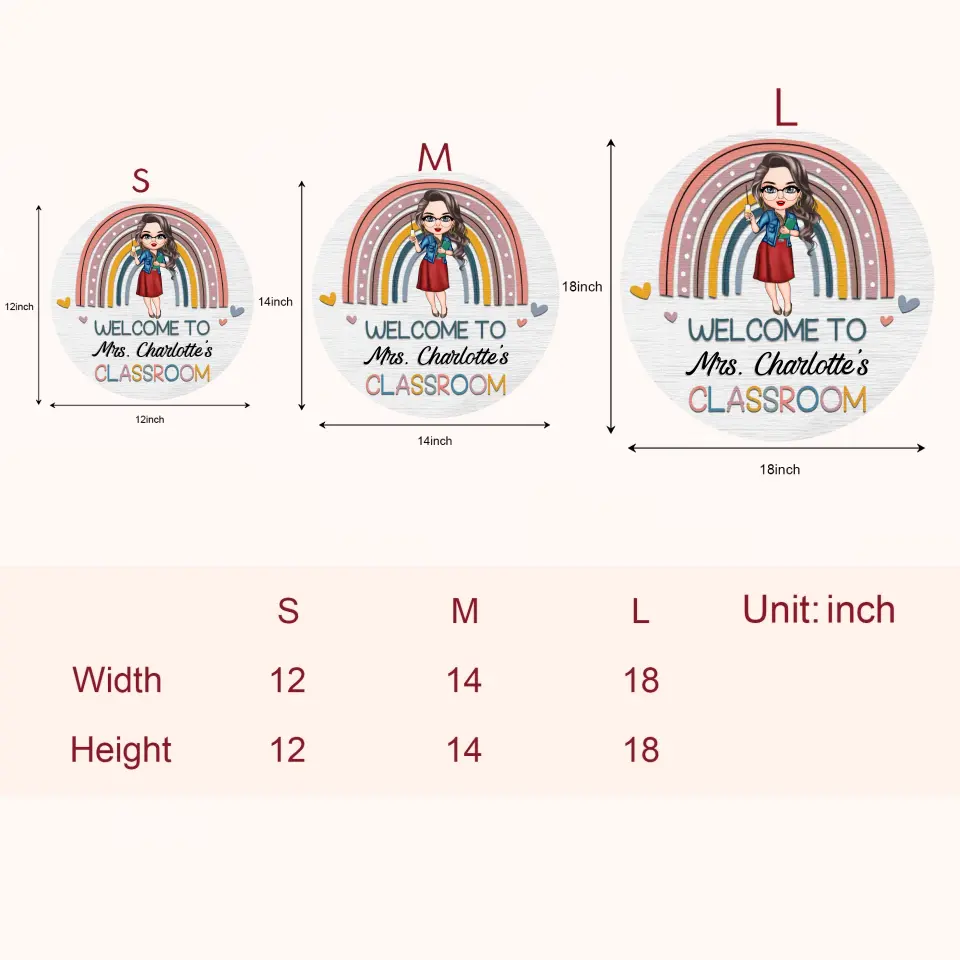 Personalized Door Sign - Gift For Teacher - Welcome To My Classroom ARND036