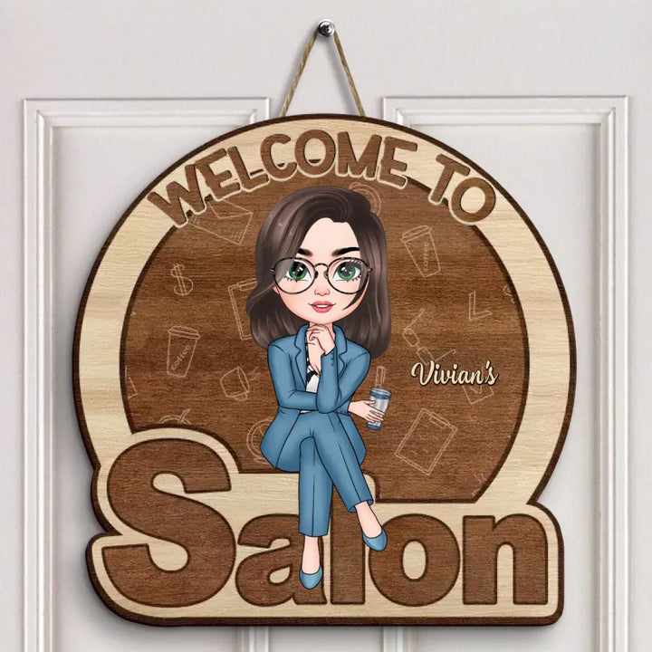 Personalized Door Sign - Birthday Gift For Beauty Specialist, Hairstylist - Welcome To My Salon ARND018