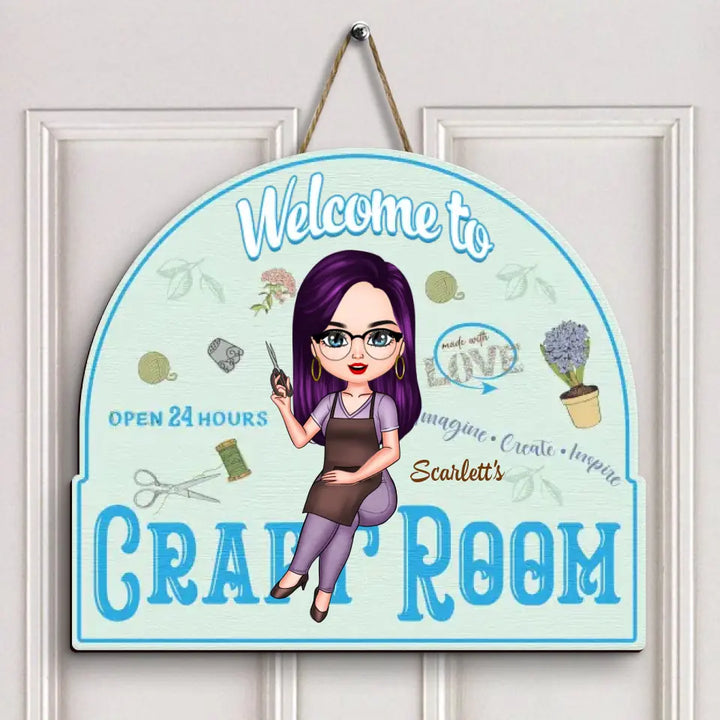 Personalized Door Sign - Birthday Gift For Craft Lover, Craft Girl - Welcome To My Craft Room ARND018