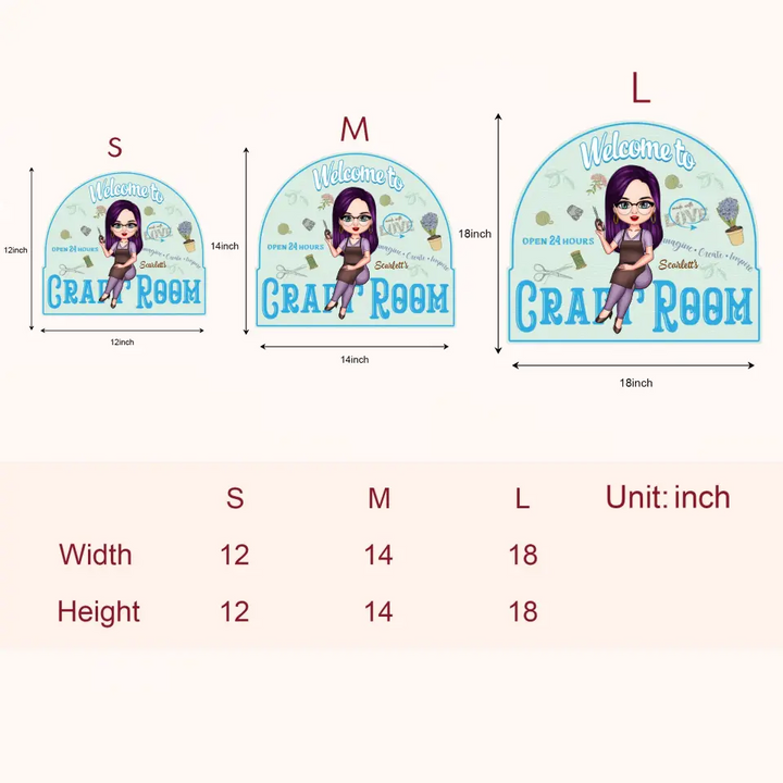 Personalized Door Sign - Birthday Gift For Craft Lover, Craft Girl - Welcome To My Craft Room ARND018