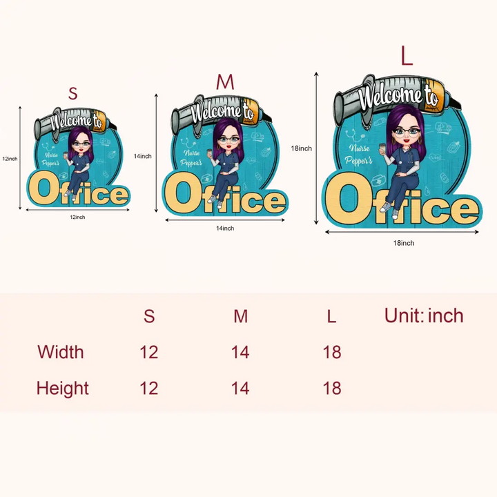 Personalized Door Sign - Birthday Gift For Nurse - Welcome To My Office ARND018