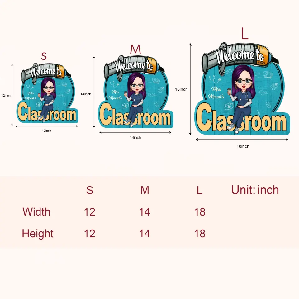 Personalized Door Sign - Gift For Nurse - Welcome To My Classroom ARND018