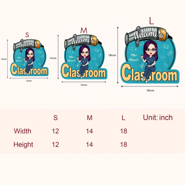 Personalized Door Sign - Gift For Nurse - Welcome To My Classroom ARND018