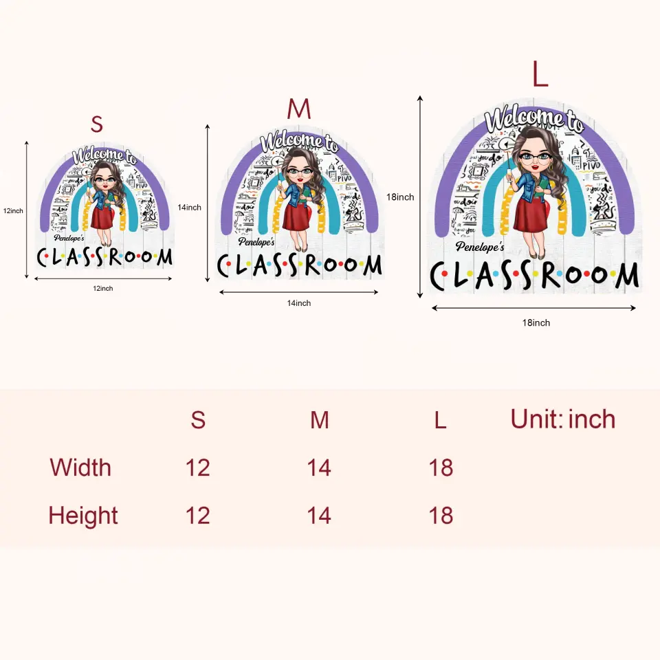 Personalized Door Sign - Gift For Teacher - Welcome To The Classroom ARND018