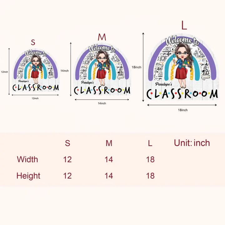 Personalized Door Sign - Gift For Teacher - Welcome To The Classroom ARND018