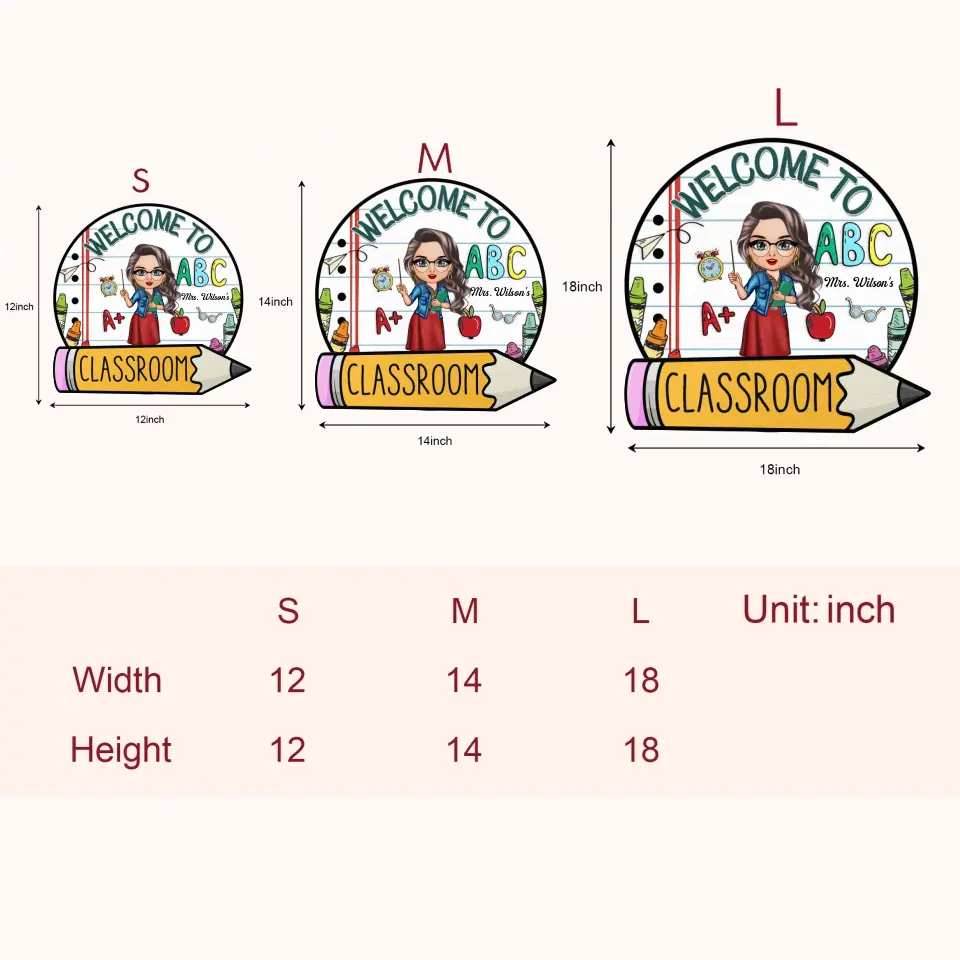 Personalized Custom Door Sign - Welcoming, Birthday, Teacher's Day Gift For Teacher - Welcome To ABC Class