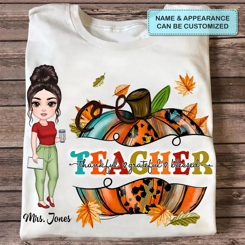 Personalized Custom T-shirt - Teacher's Day, Birthday Gift For Teacher - Teacher Pumpkin