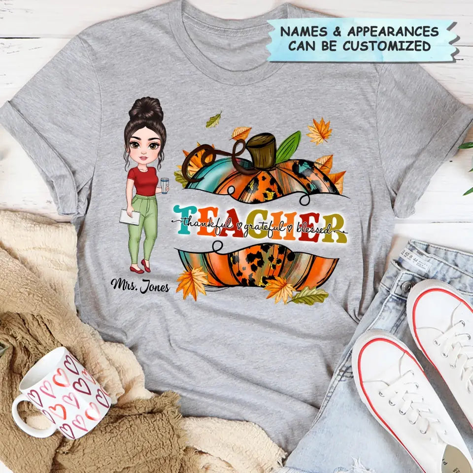 Personalized Custom T-shirt - Teacher's Day, Birthday Gift For Teacher - Teacher Pumpkin