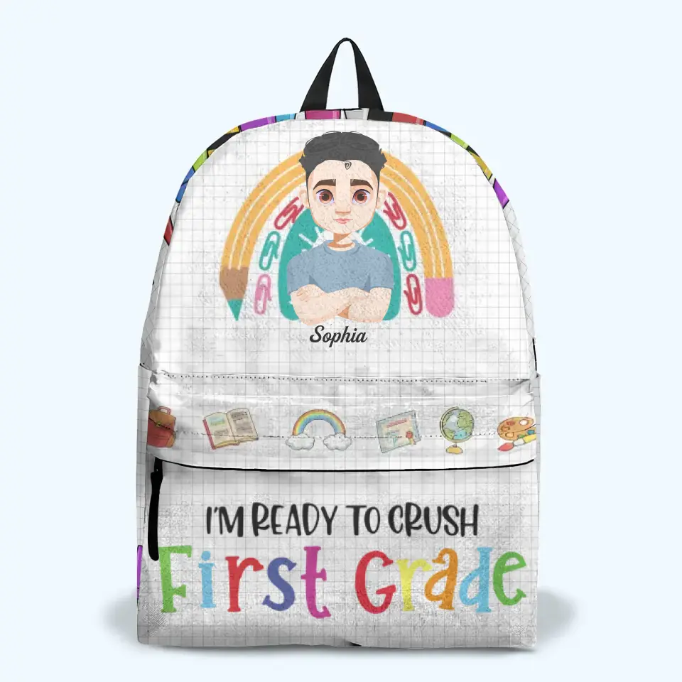 Personalized Custom Backpack - Back To School, Birthday Gift For Kindergarten, Pre-K, 1st Grade, 2nd Grade, 3rd Grade, 4th Grade, 5th Grade, 6th Grade Kid - Ready To Crush School