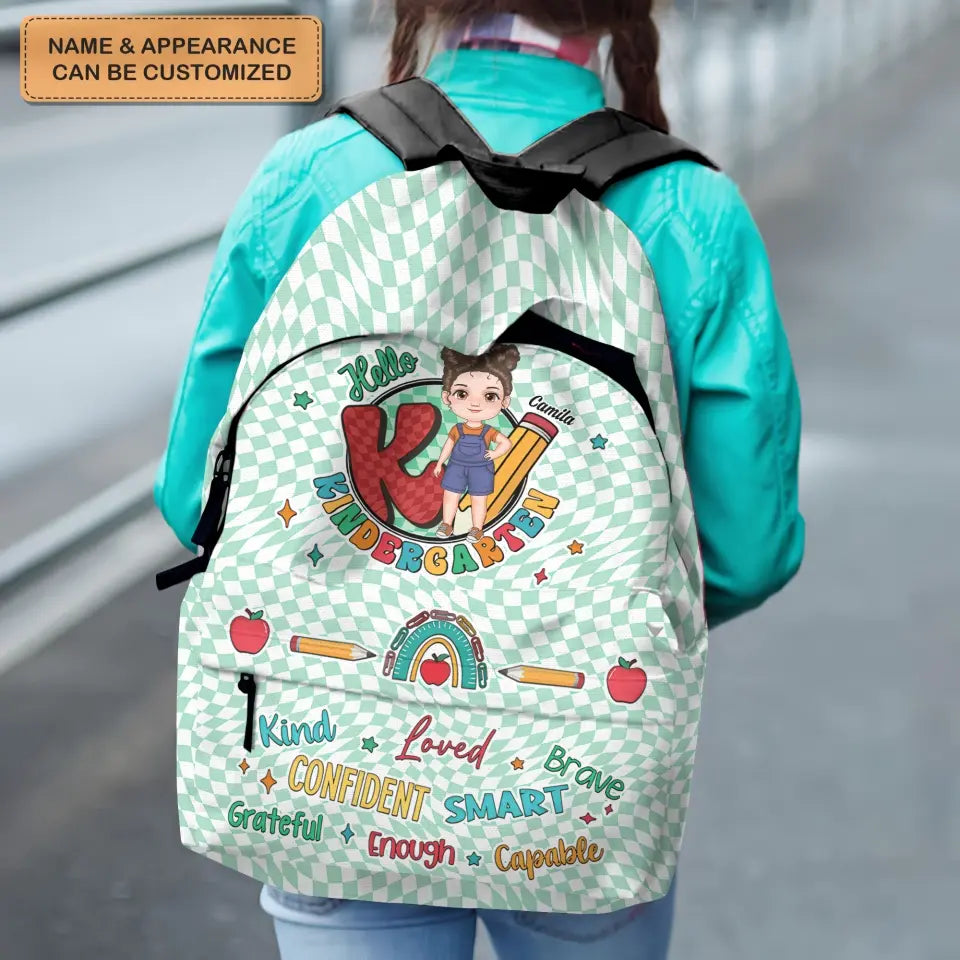 Personalized Custom Backpack - Back To School, Birthday Gift For Kindergarten, Pre-K, 1st Grade, 2nd Grade, 3rd Grade, 4th Grade, 5th Grade, 6th Grade Kid - Hello Kindergarten
