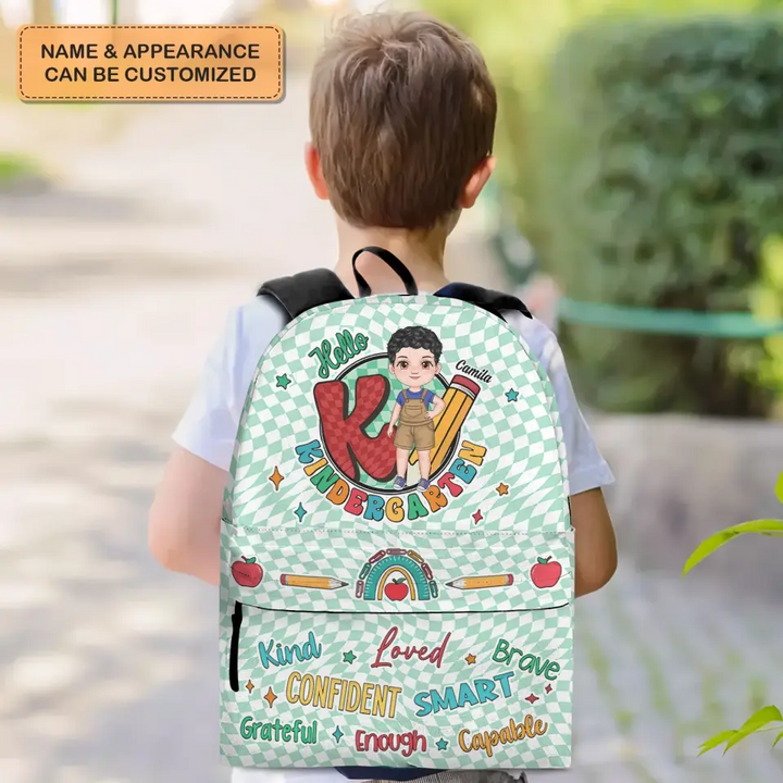 Personalized Custom Backpack - Back To School, Birthday Gift For Kindergarten, Pre-K, 1st Grade, 2nd Grade, 3rd Grade, 4th Grade, 5th Grade, 6th Grade Kid - Hello Kindergarten