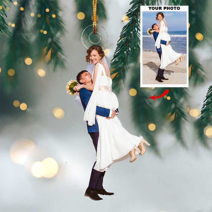 Beach Vacation - Personalized Photo Mica Ornament - Christmas Gift For Couple, Wedding Couple, Newlywed, Wife, Husband