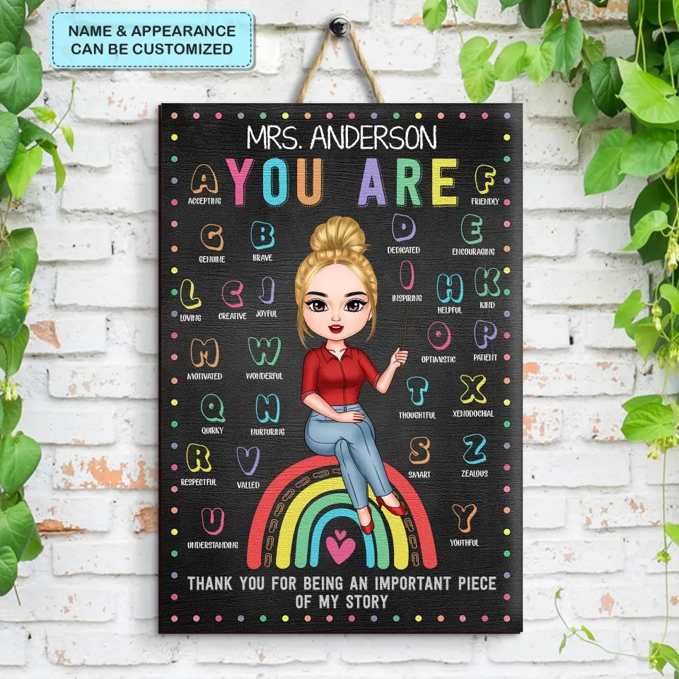 Personalized Custom Door Sign - Welcoming, Birthday, Teacher's Day Gift For Teacher - Thank You For Being An Important Piece