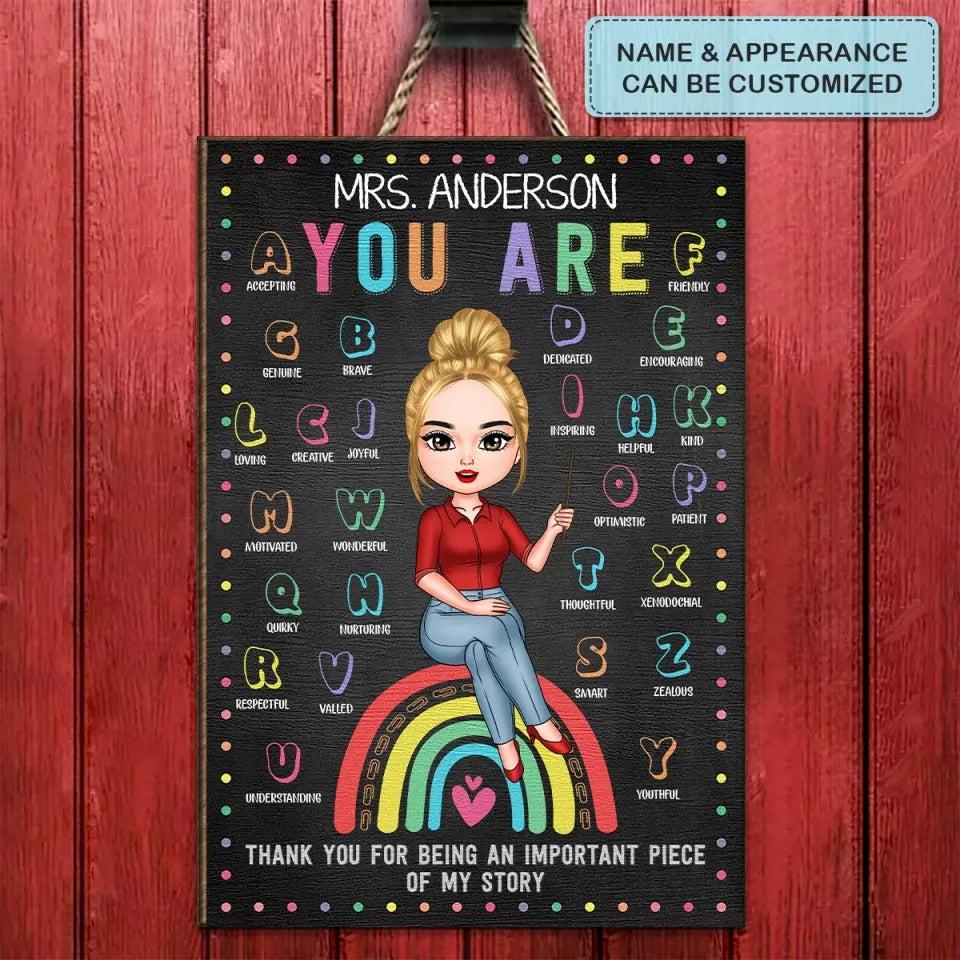 Personalized Custom Door Sign - Welcoming, Birthday, Teacher's Day Gift For Teacher - Thank You For Being An Important Piece