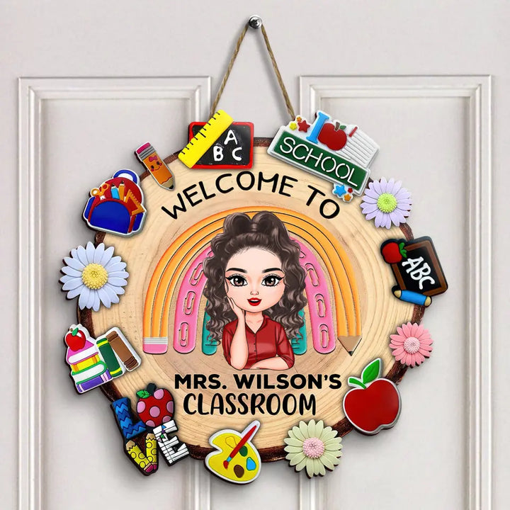 Personalized Custom Door Sign - Welcoming, Birthday, Teacher's Day Gift For Teacher - Teach Love Inspire