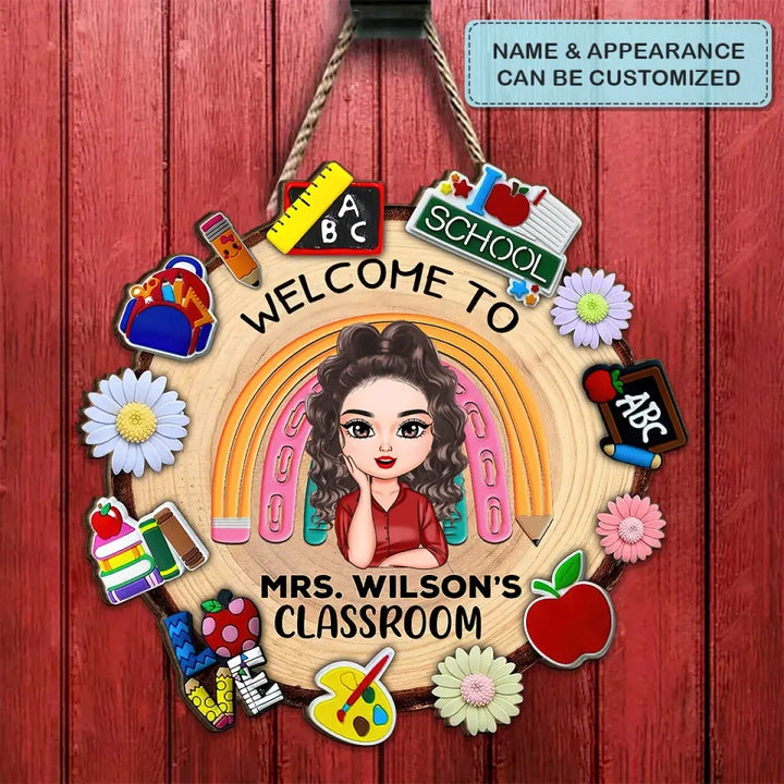 Personalized Custom Door Sign - Welcoming, Birthday, Teacher's Day Gift For Teacher - Teach Love Inspire