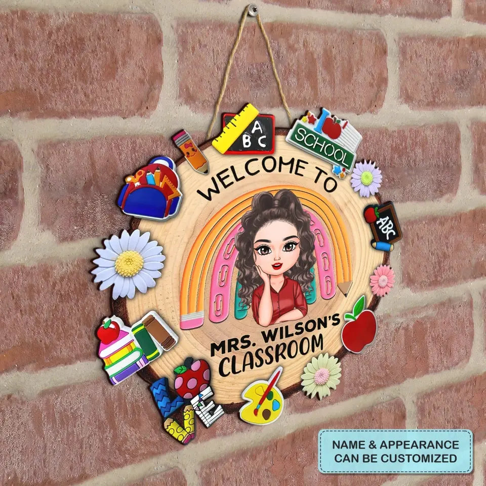 Personalized Custom Door Sign - Welcoming, Birthday, Teacher's Day Gift For Teacher - Teach Love Inspire