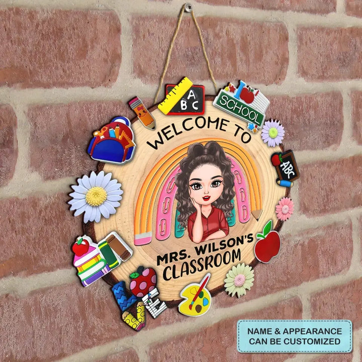 Personalized Custom Door Sign - Welcoming, Birthday, Teacher's Day Gift For Teacher - Teach Love Inspire