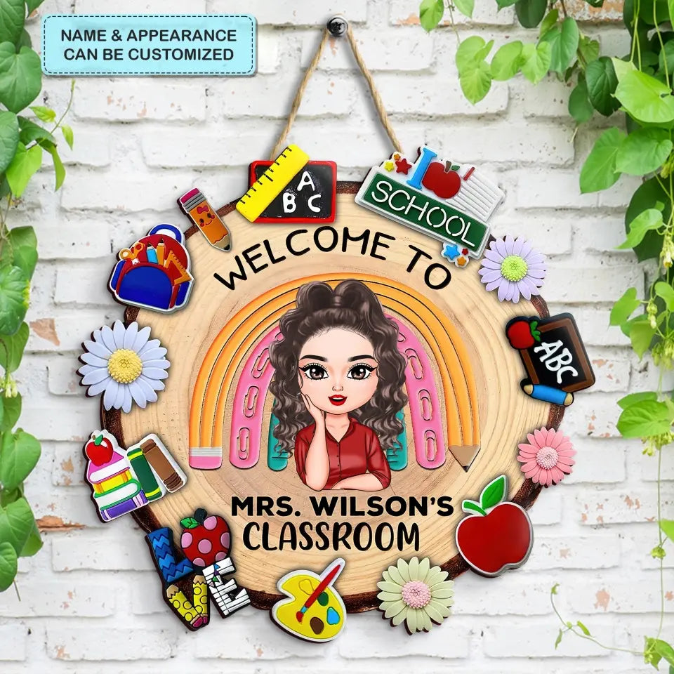 Personalized Custom Door Sign - Welcoming, Birthday, Teacher's Day Gift For Teacher - Teach Love Inspire