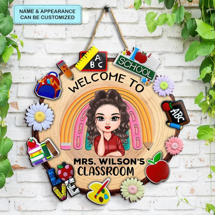 Personalized Custom Door Sign - Welcoming, Birthday, Teacher's Day Gift For Teacher - Teach Love Inspire