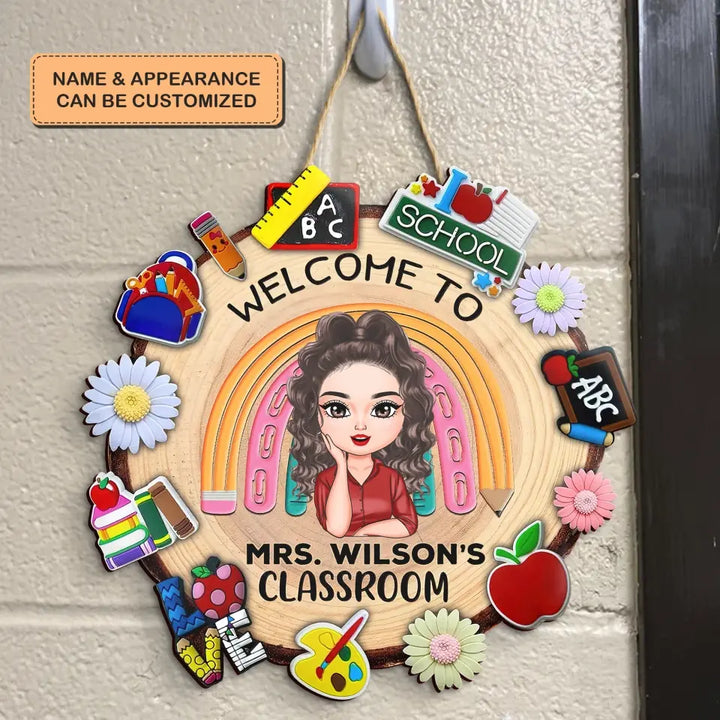 Personalized Custom Door Sign - Welcoming, Birthday, Teacher's Day Gift For Teacher - Teach Love Inspire