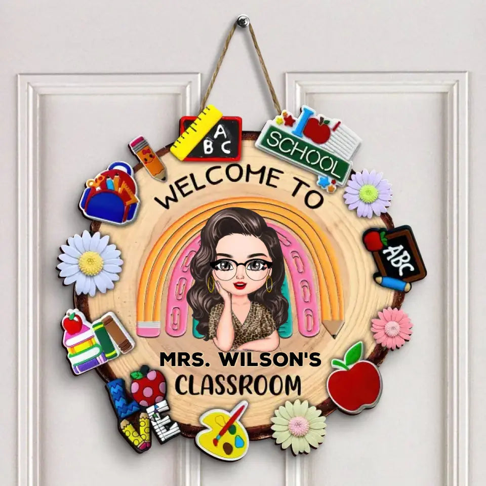 Personalized Custom Door Sign - Welcoming, Birthday, Teacher's Day Gift For Teacher - Teach Love Inspire