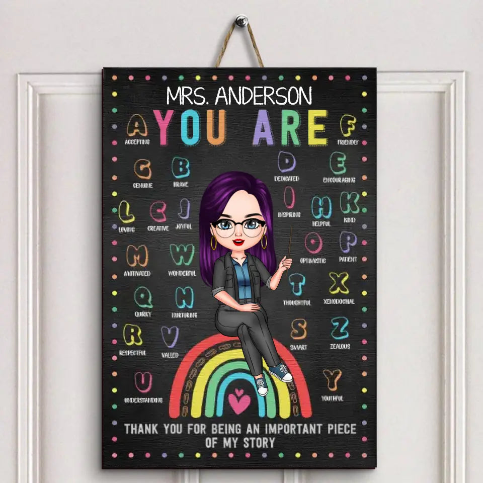 Personalized Custom Door Sign - Welcoming, Birthday, Teacher's Day Gift For Teacher - Thank You For Being An Important Piece